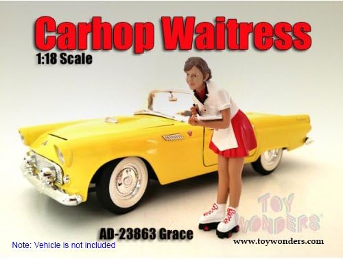 23864 American Diorama Figurine - Carhop Waitress Grace Figure (1/18 scale, s5q935j014 27k61b0w3 White with red) 23864 diecast car dkaio45 vds1 23864 American Diorama Fig