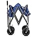 Sekey New Version Folding Wagon Cart Collapsible Outdoor Utility Wagon Heavy Duty Beach Wagon with All-Terrain Wheels, 176 Pound Capacity, Blue (New Version)