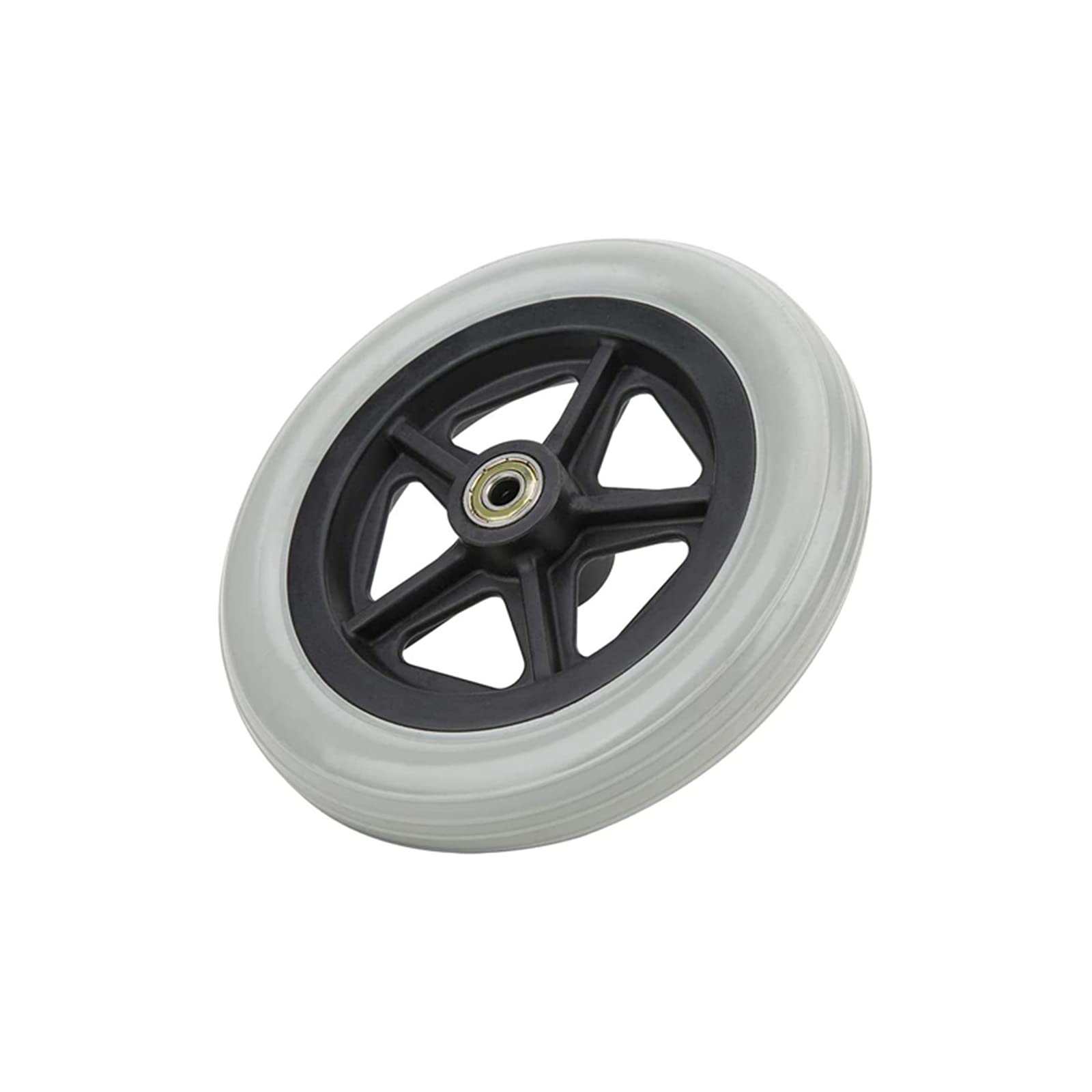 1Pc 608ZZ Wheelchair Front Wheel, 176mm 7 Inch Gray Rubber Scroll Wheel Replacement Walker for Disabled People