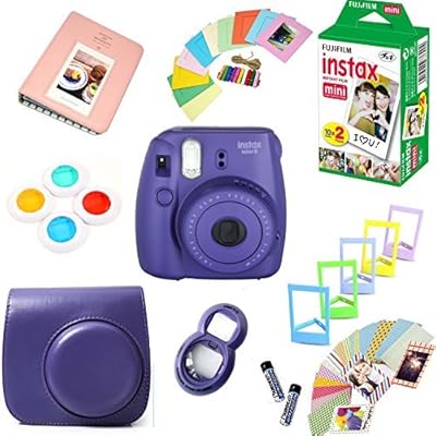 Buy Fujifilm Instax Mini 8 Film Camera Instax Mini Film Shots Protective Camera Case Selfie Lens Filters Frames Decorative Design Kit Grape Online In Indonesia B018toenxi