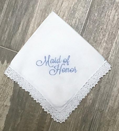 Maid of Honor handkerchief, Something Blue, Bridal Party Handkerchief, wedding handkerchief, personalized wedding hanky, bouquet wrap