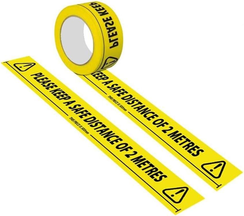 Faithfull Yellow/Black 33m "Please Keep A Safe Distance" Social Distancing Tape | Not Branded | Barrier Tape
