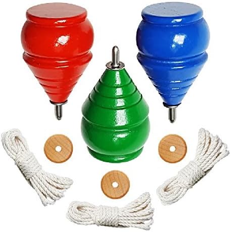 Authentic THROWBAK SPIN TOPS ??[Classic Wooden Trompos] - 100% Made in the USA [Set of 3] by ThrowBak Spin Tops