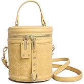 SYHTBYOH Mini Bucket Crossbody Bags for Women Vegan Leather Small Round Shoulder Round Handle Handbag Purses