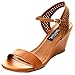 Elegant Footwear Women's Sukky-8 Two Tone Leather Wedge Sandals