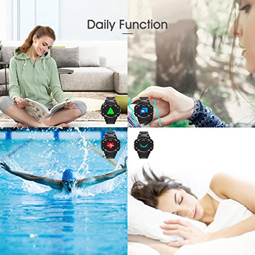 GPS Watch, DTNO.I F7 Outdoor Sports Watch for Men and Women with Pedometer, Altimeter, Barometer, Compass, Thermometer, Real-time Heart Rate Monitor, Various Activity Mode for Android and IOS