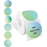 Yeachlaing 2 Inch Green Round Thermal Stickers - Multi-Purpose Direct Thermal Labels for DIY Logo Design, QR Code, Name Tags (600 Labels, 1 Roll)