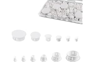 Savita 6 Sizes Plastic Hole Plugs, White Srew Hole Plugs Plastic Cabinet Hole Plugs Assorted for Kitchen Cabinet Furniture, 3