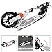 Goplus Folding Kick Scooter for Adult Teen Deluxe Aluminum 2 Big Rubber Wheels Glider Adjustable Height w/Dual Suspension, 220lbs Capacity (White)