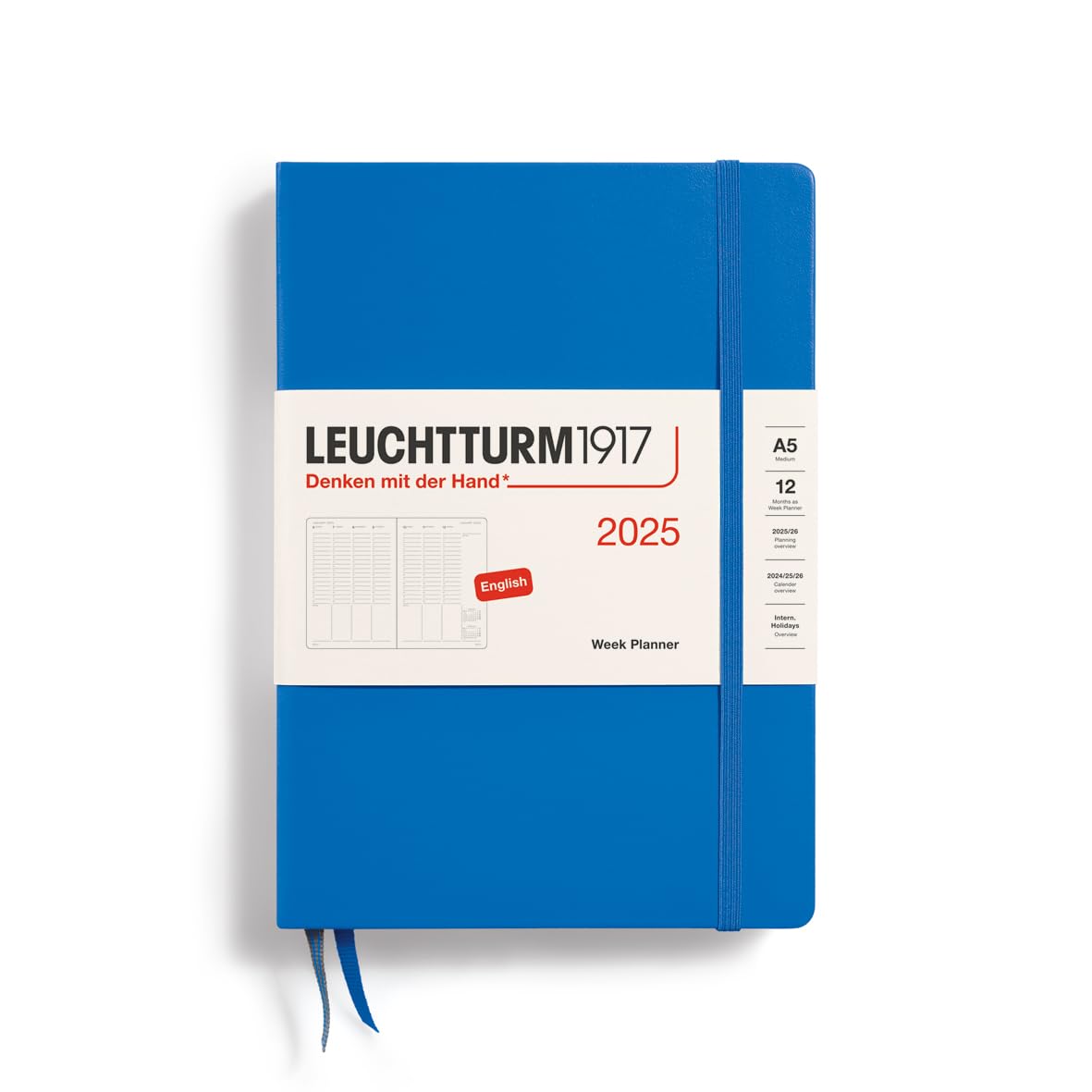 LEUCHTTURM1917 370798 Weekly Planner 2025, Medium A5 Hardcover - 12-Month Calendar, Lined - Sky, English — image 1