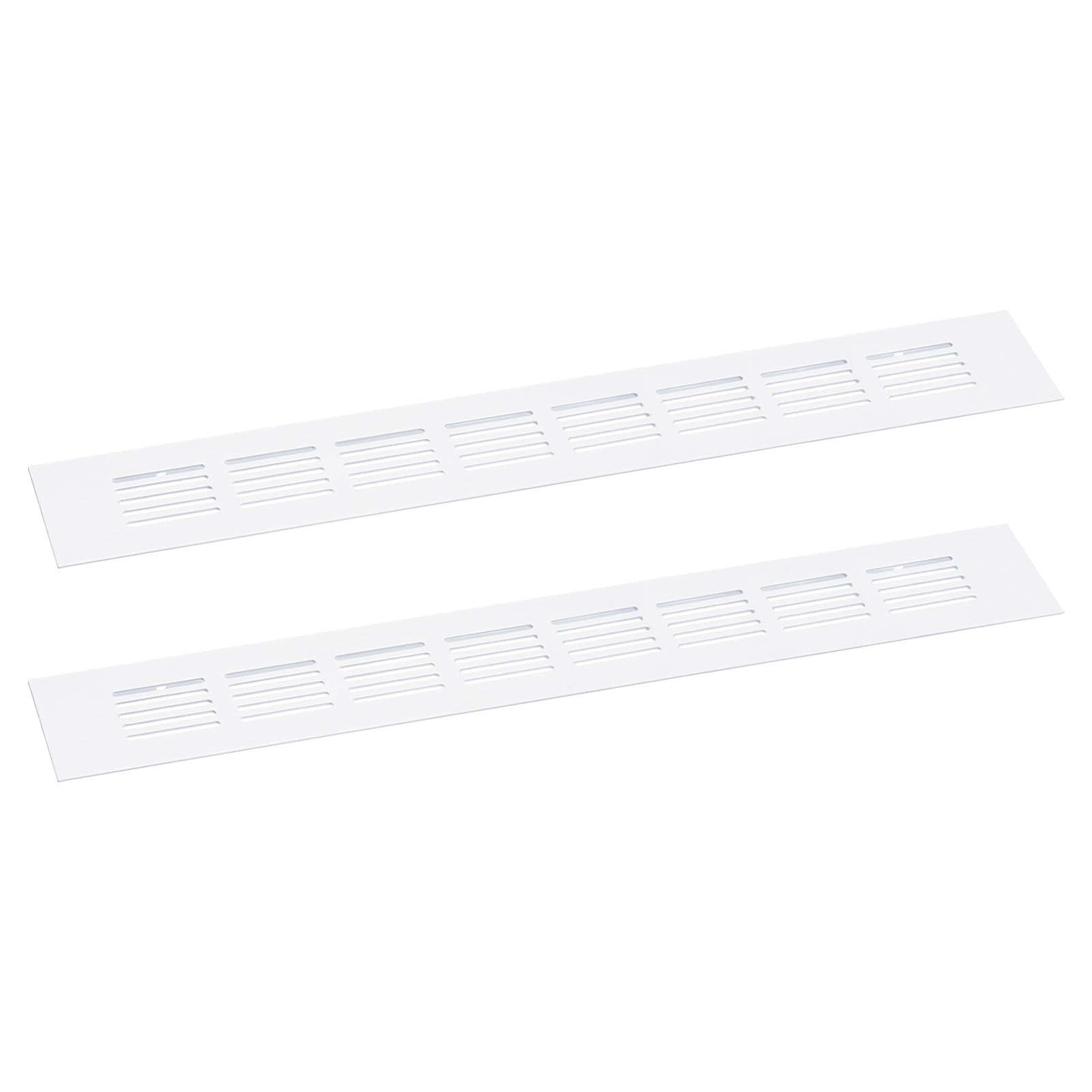 uxcell Air Vents Cover, 2Pcs 350 x 50mm - Aluminum Alloy Mesh Air Return Vent Cover, Rectangle Louvered Ventilation Grille for Shoe Cabinet Wardrobe (White)