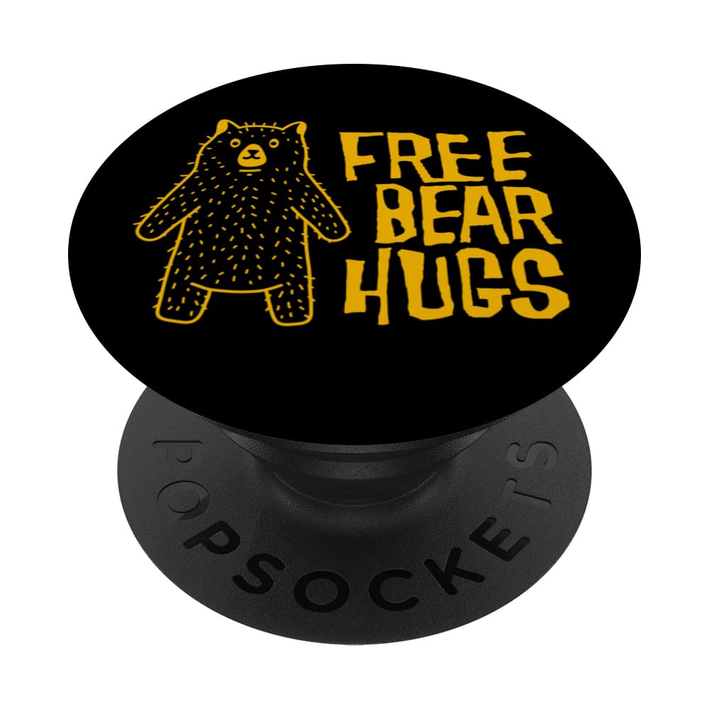 Free Bear Hugs / Rugged Doodle Bear / Cute Yellow Bear Hug PopSockets Swappable PopGrip