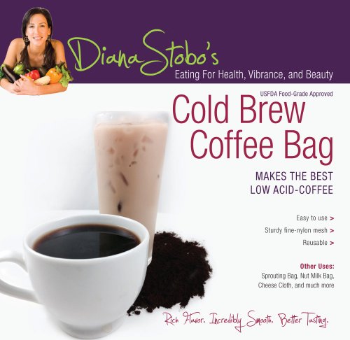 Cold Brew Coffee Bag - #1 Raw Food Nut Milk Bag and Cold Brew Coffee Maker - Food Strainer - Filter Bags - Fine Mesh Strainer - Mesh Filter - Sturdy and Reusable - Amazing Multi-purpose Kitchen Tool - Free Recipe E-book 12 Amazing Nut and Seed Milks