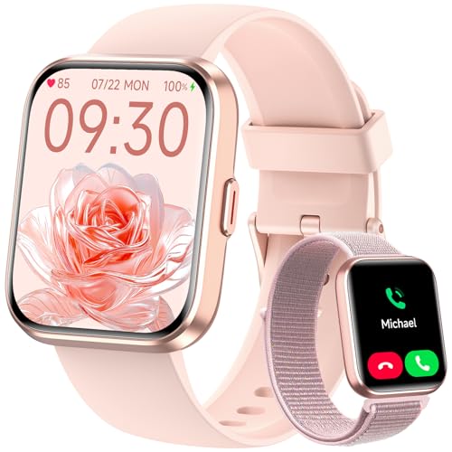 Smart Watches for Women, 1.8" Touch Screen Fitness Tracker for Android & iPhone, Answer/Make Calls, Alexa Built-in, Heart Rate/Sleep/SpO2 Monitor Smartwatch, 3ATM Waterproof, 101+ Sport Modes, 2 Bands