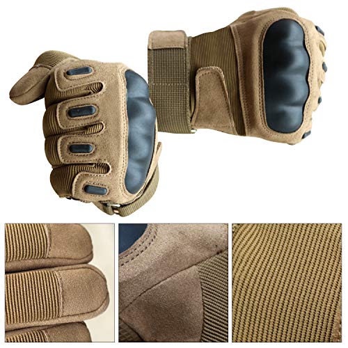 ANTARCTICA Tactical Gloves Military Hard Knuckle Combat Gloves Motorcycle Cycling Training Army Shooting Outdoor Gloves (Brown Full Finger, XL) - Thumbnail 4