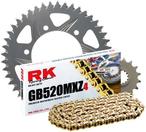RK Racing Chain 5902-4528ZG Silver Aluminum Rear Sprocket and GB520MXZ4 Chain KTM Gearing Kit