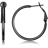 FOCALOOK 14K Gold Plated Lightweight Large Hoops| 2mm Thin Hoop Earrings for Women 30/40/50/70/100mm