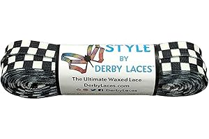 Derby Laces Style Wide 10mm Waxed Lace for Roller Skates, Hockey Skates, Boots, and Regular Shoes