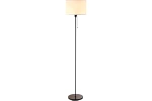 O'BRIGHT O’Bright Ted - Drum Shade Standing Lamp, Pull Chain Switch, E26 Socket, Modern Minimalist Design, Simple Floor Lamp for Living Room, Bedroom, Office, Black