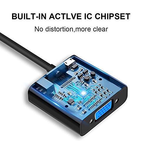 image for HDMI to VGA,QGeeM Gold-Plated HDMI to VGA Adapter (Male to Female) for