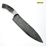 BBC-654, Handmade Damascus Steel 12 Inches Full Tang Chef Knife with Stainless Steel Bolster - Best Quality Blank Blade