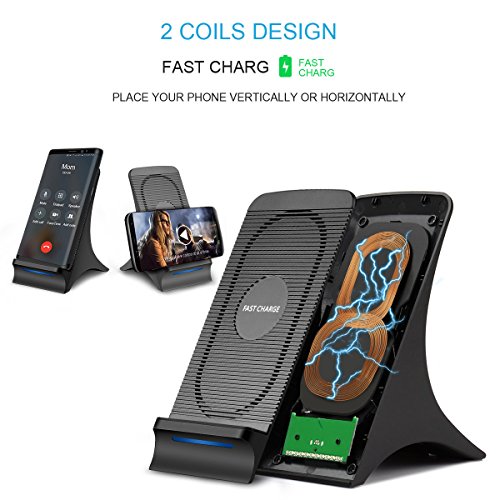 DAZL QI Wireless Charging Phone Stand with Cooling Fan Fast Wireless Smart Charger Pad Cell Phone Holder for iPhone X 8/8 Plus Samsung Galaxy S8 S8 Plus Note8 S7 iOS11 and all QI-Enabled Devices