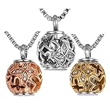 Valyria Cremation Jewelry Urn Pendant Necklace with Hollow Diamond Butterfly Beads Engraved 'Always in My Heart'