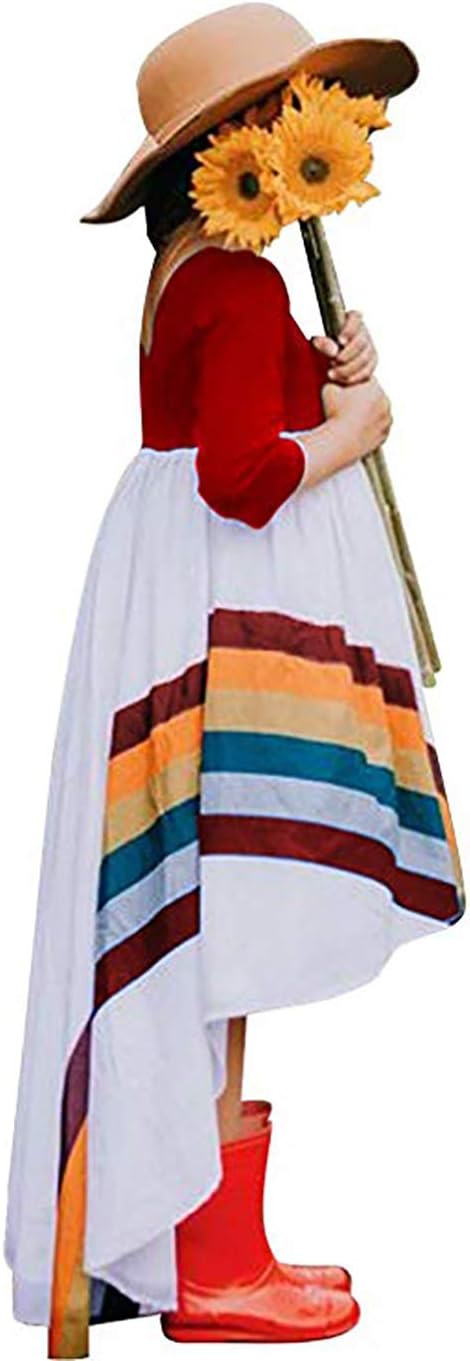 Toddler Kids Baby Girl Summer Dress Clothes Rainbow Ruffle Strap Dress Backless Princess Sundress Playwear Outfits