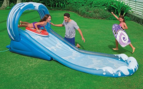 VirtualSurround Surf N Slide Inflatable Kids Water Slide Play Center Splash Pool w Sprayer - Thumbnail 4