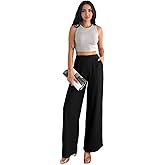 Diaves Women Linen Pants Wide Leg Casual Palazzo Pants Cotton Linen Summer Pants with Pockets