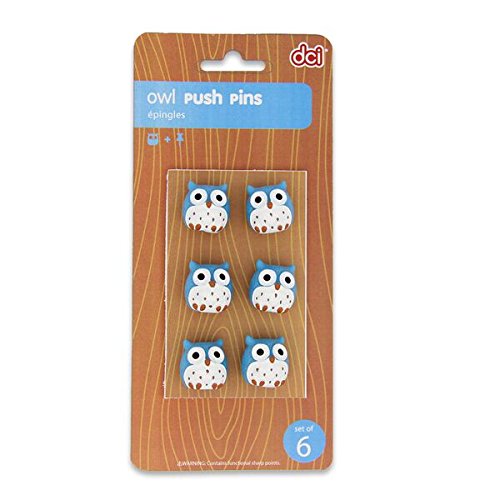 Dci Owl Push Pins Set Of 6 (50436) 9 510jglw9AAL