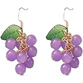 3D Food Earrings Fruit Earrings ffor Women Handmade Green Purple Grape Cute Dangle Drop Earrings