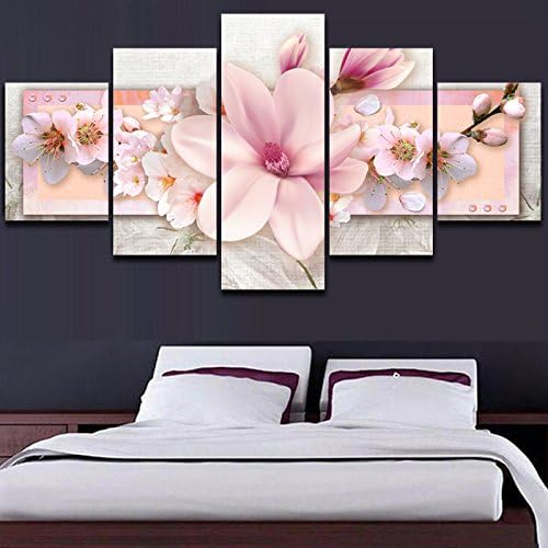TEAMWIN Canvas Painting Wall Art Home Decor For Living Room HD Prints 5 Pieces Fresh Flower Modular Poster Layered Pictures