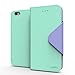 iPhone 6S Plus Case, Cellto PU Leather Wallet Cover Stand and Reversible Magnetic Flap [Lifetime Warranty] Flip Cover for iPhone 6 Plus (2014) / 6S Plus (2015) - Mint/Purple