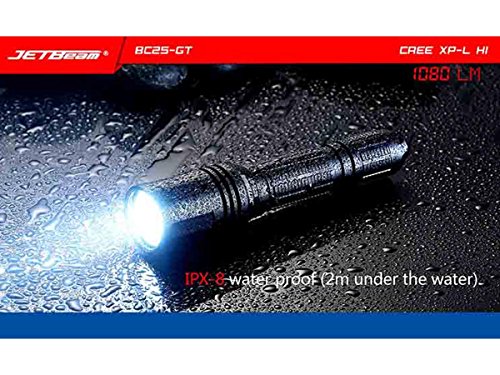 Jetbeam BC25GT Rechargeable CREE XP-L HI LED Flashlight -1080 Lumens w/ Exclusive Jetbeam Keychain Light