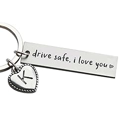 Personalized Initial Key Chain Gift, Drive Safe I
