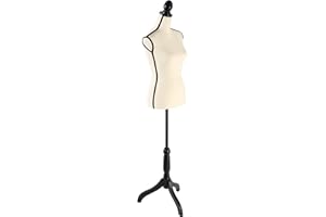 HYNAWIN Female Mannequin Torso Height Adjustable Dress Form Manikin Body with Black Tripod Stand for Clothing Dress Jewelry Display (Beige)