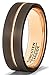 Mens Wedding Band Brown Tungsten Ring Inside Rose Gold Groove Flat Edge Comfort Fit