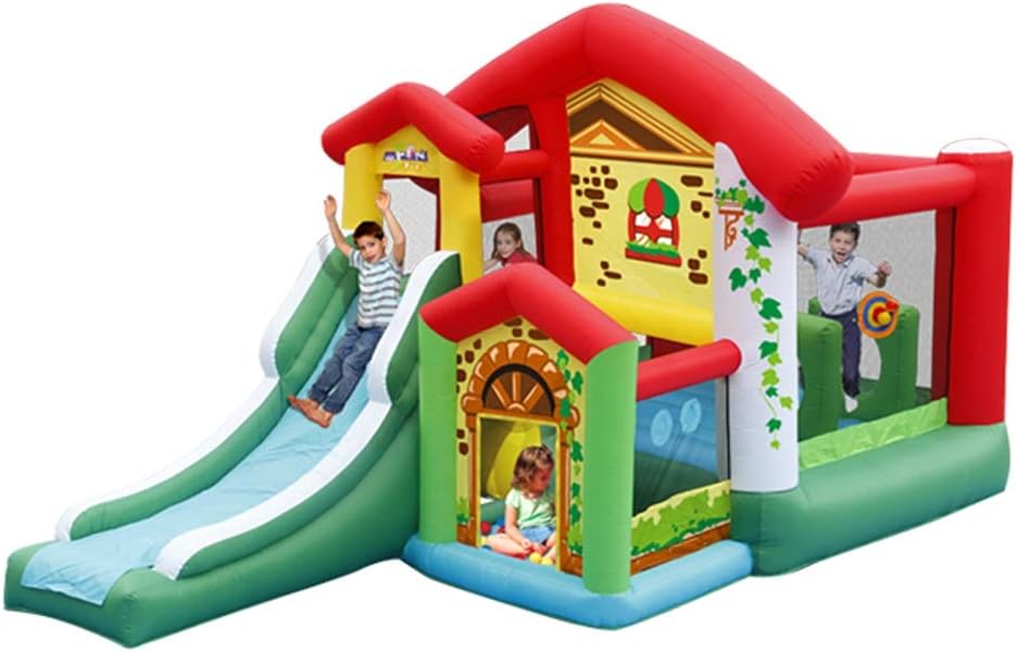 ChengBeautiful Children's Inflatable Castle Inflatable Bounce Castle Jump And Slide Thick Sliding Surface Of The Trampoline Outdoor Or Indoor Children's Theater Gift Bouncy Castles For Children
