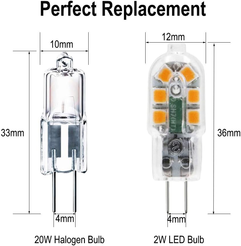 ZFQ Pack of 5 G4 2W LED Bulb, 12 SMD 2835 LEDs, 250LM, Warm White 3000K, 20W Halogen Lamp Equivalent, 360º Beam Angle - Image 3