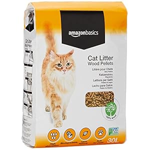 Amazon-Basics-Cat-Litter-Wood-Pellets-30L Amazon Basics Cat Litter Wood Pellets Highly Absorbent and Made of 100% Recycled Wood, 30L-Pack