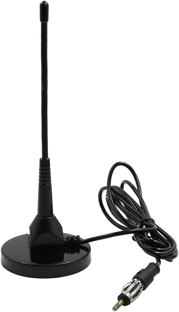 X AUTOHAUX Black Roof Magnetic Base AM FM Radio Signal Antenna Aerial for Car, 26 x 12 x 7 cm