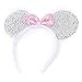 Silver Sparkly Glitter Mouse Ears Alice Hair Band Headband Fancy Dress Party Hen