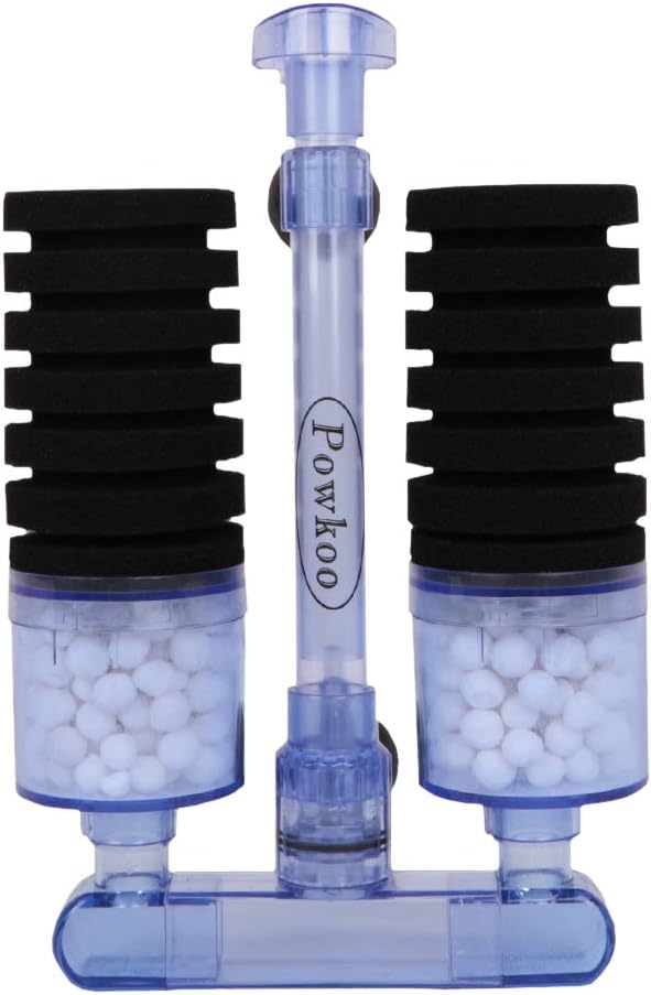 Powkoo Aquarium Fish Tank Filter Sponge Filter Bio Filter Media with 2 Media Chambers (Black)