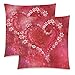 InterestPrint 2 Pack Red Heart Shape Love Pillow Case Cover 18x18 Twin Sides, Valentine's Day Zippered Throw Cushion Pillowcase Protector Set Decorative for Couch Bed