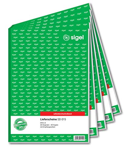 Sigel Forms – Delivery Notes De A4 Carbonless Copying, 2 x 40 Sheets 5 piece
