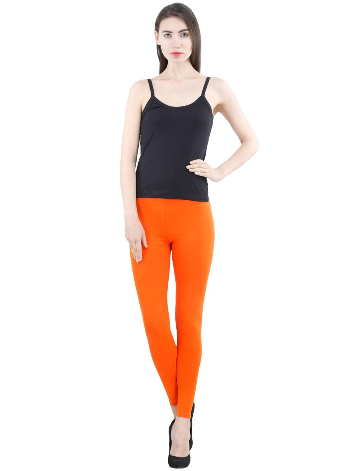 fashglam women premium ankle length leggings - combo - orange,hot pink