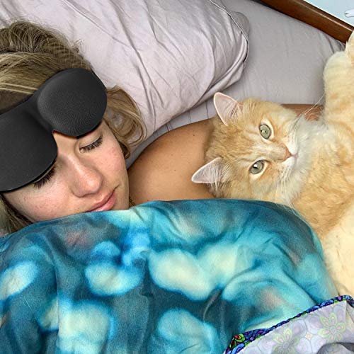 Sleep Mask, with Ice Silk for Men, Women | Adjustable Cold Silk Sleep Eye Mask Blocks 100% of Light | Innovative Total Comfort Design for Best Sleep Ever | Includes 2 Noise Cancelling Ear Plugs