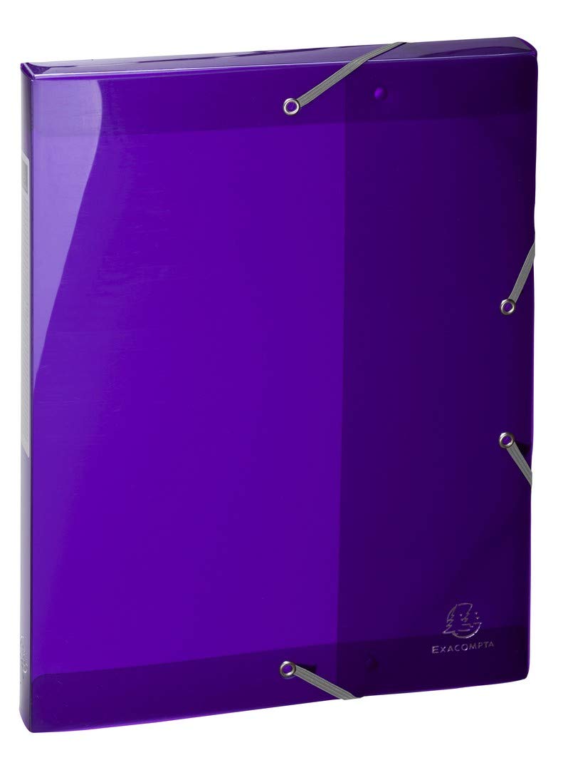 Exacompta - Ref 59676E - Iderama Collection - Elasticated PP Filing Box - 250 x 330mm in Size, Suitable for Holding A4 Documents, 25mm Spine, Spine Label - Purple