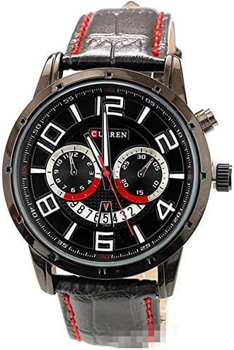 Tidoo Watches Mens Aviation Sport Wrist Watch Japaneses Quartz Movement Staintless Steel Black Case Black Analog Dial Leather Band